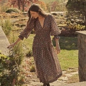 Doen Cecily Dress 100% Ramie Paisley Print Dress Large L